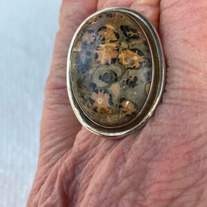 Elegant Leopard Skin Jasper Sterling Silver Ring